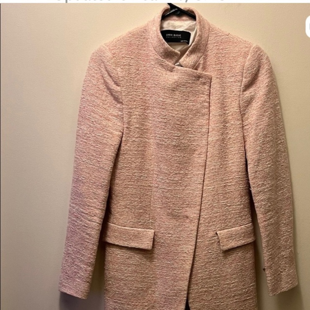 Zara Light Pink Textured Blazer